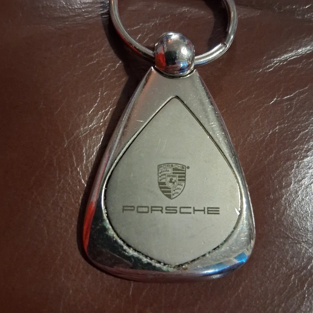 Vintage 90s Porsche Automotive Car Chrome And Nickel Finish Keychain Fair